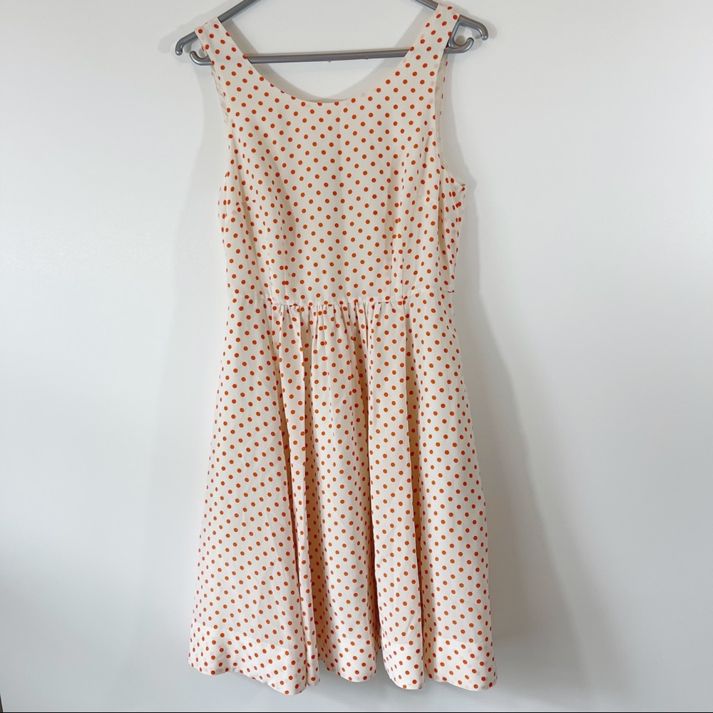Anthropologie Moulinette Soeurs Orange Polka Dot Sleeveless Dress, 4
